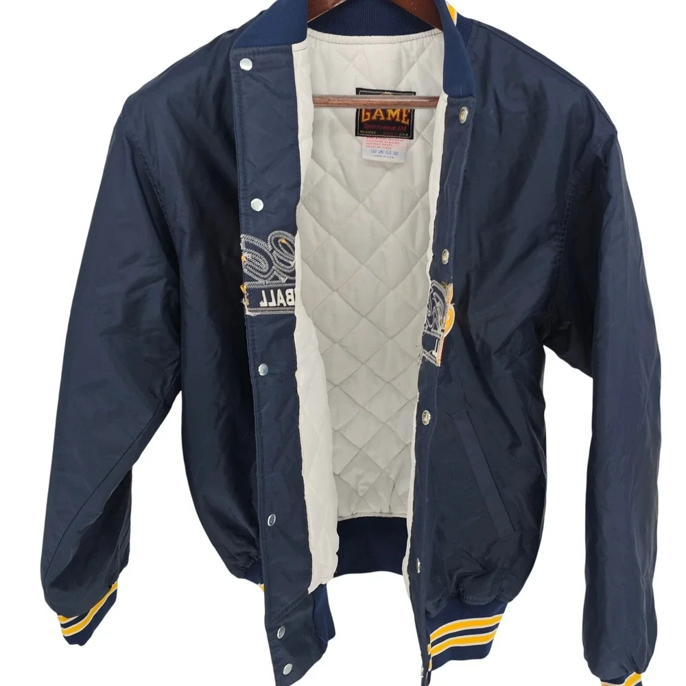 Vintage Golden Bears Softball‎ Jacket Mens L Embroidered Snap Front Retro